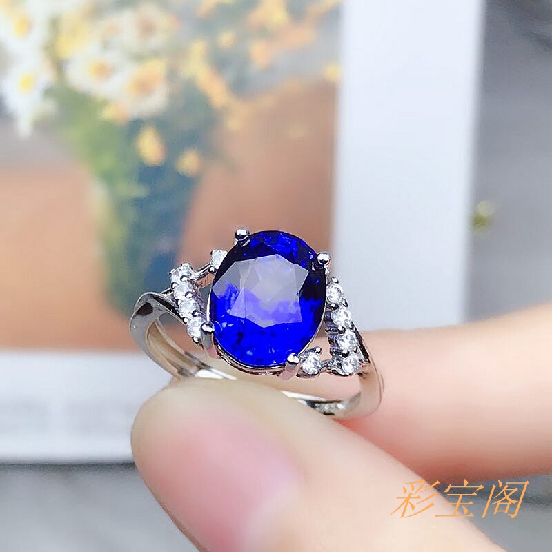 S925银戒指空托活圈戒托椭圆形7*9 8*10mm个性简约银戒指托女定制