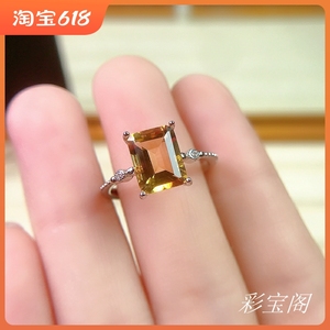 s925银戒指空托枕形长方时尚简约