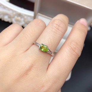 s925银饰戒指空托水滴形5*7mm秀气清新百搭重叠活口戒托女透辉石