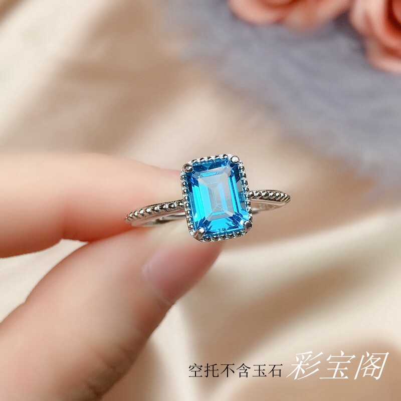 新品戒托s925银饰未镶嵌长方戒指