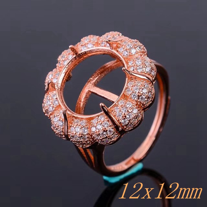 925纯银戒指空托圆形12*12戒托