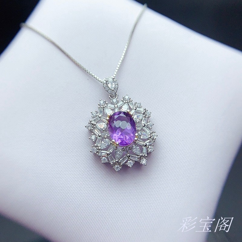 椭圆7*9mm新款双色气质银吊坠