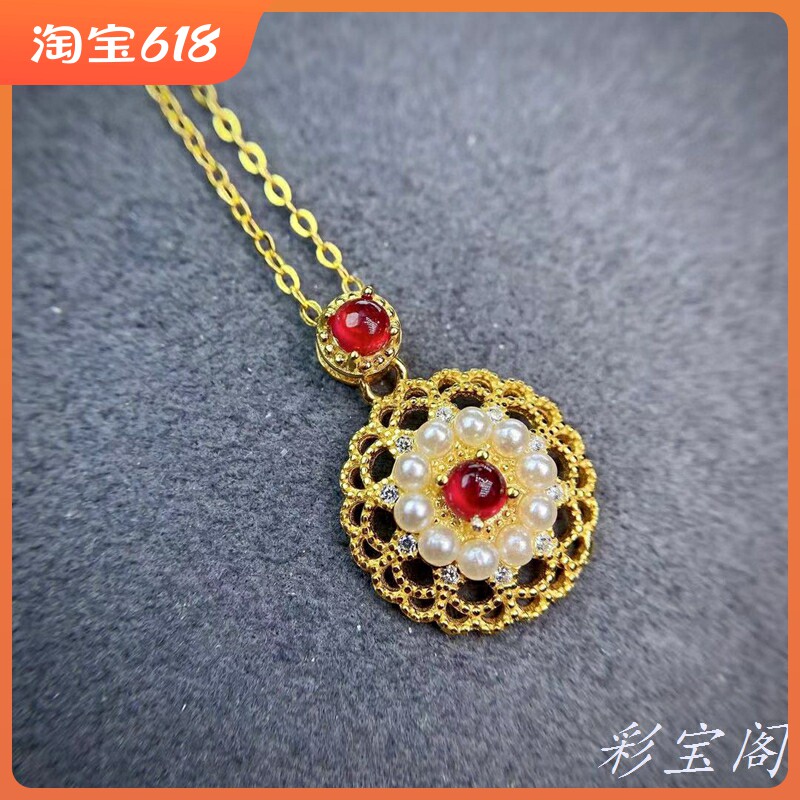 珍珠款圆形毛衣链镶嵌吊坠空托