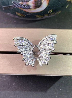 女s925银蝴蝶款活圈戒托女