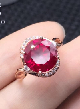 s925银女戒指空托戒托7x翡翠镶嵌