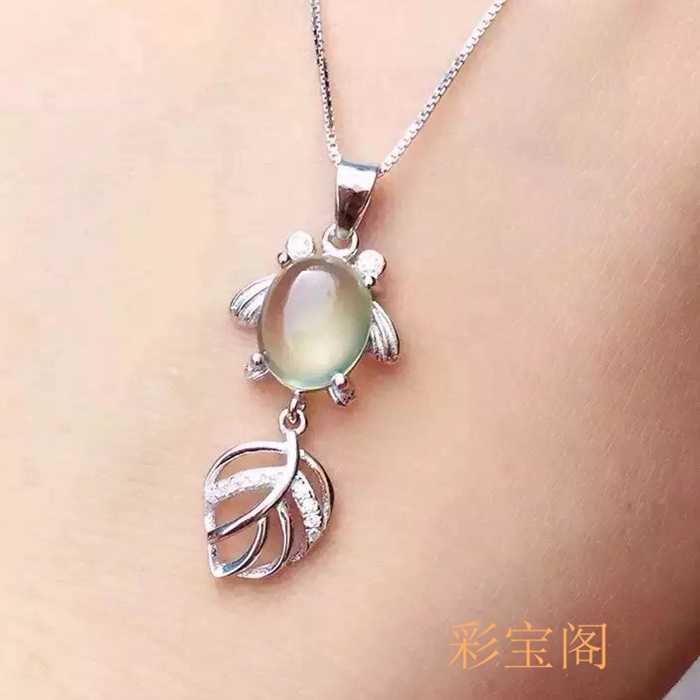 s925银饰品 时尚新款金鱼吊坠空托 成品精美银托椭圆8x10