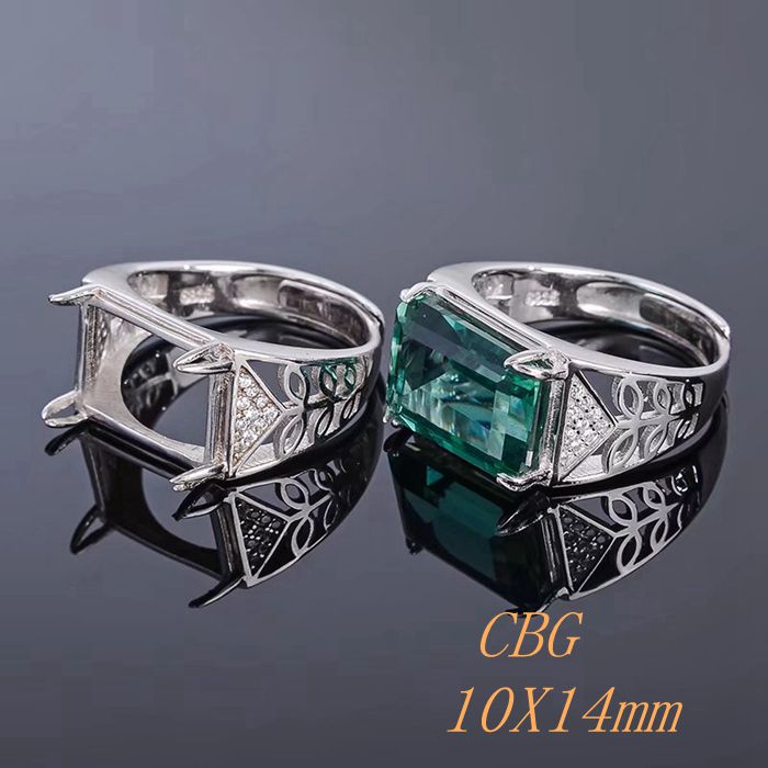 活口戒指可调节椭圆镶嵌空托s925