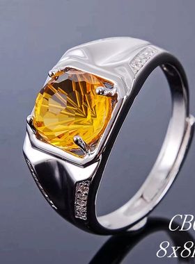 男士圆形水晶玉石精工戒指空托