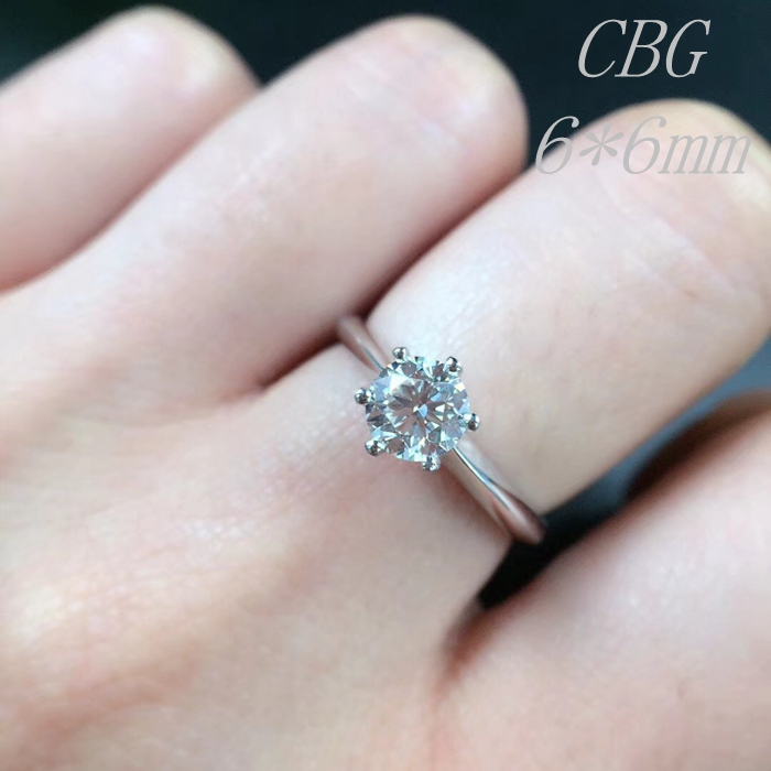 s925银戒指空托6*6六爪戒托直销