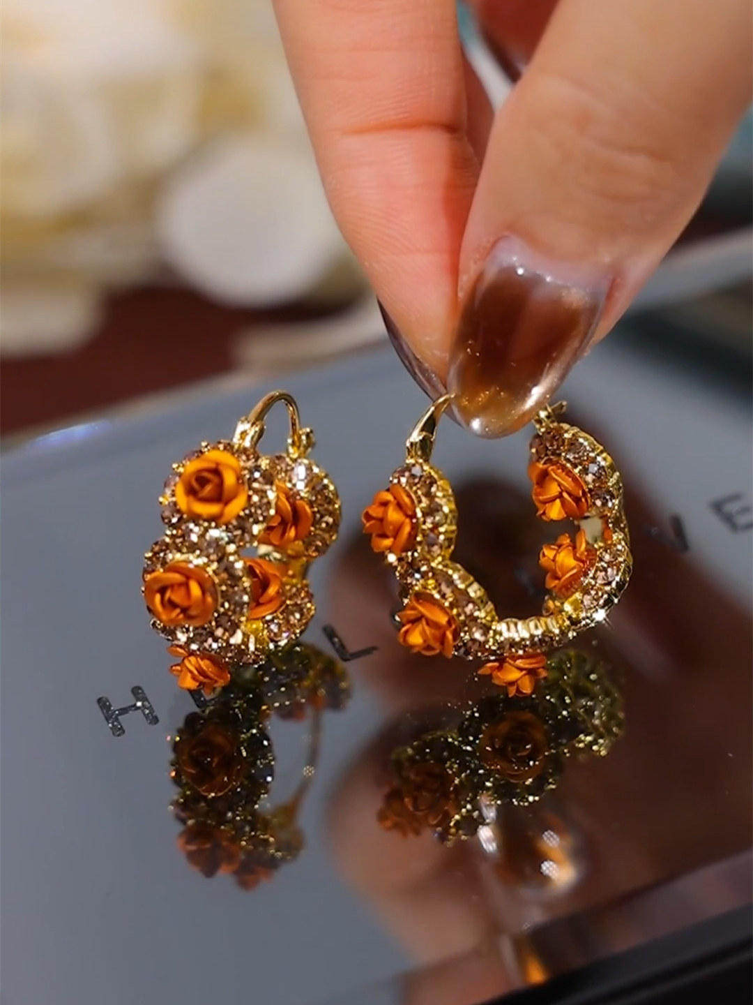 高级感茶色玫瑰花耳圈耳环女设计感时尚洋气网红百搭耳饰秋冬款潮,饰品/流行首饰/时尚饰品新,耳环,淘宝优惠券,粉丝福利购,淘宝优惠卷