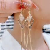 时尚 高级感长款 几何字母流苏耳线耳环女设计感2025新款 配饰防过敏