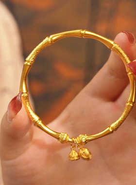 小花大气款镯子古法沙金设计感