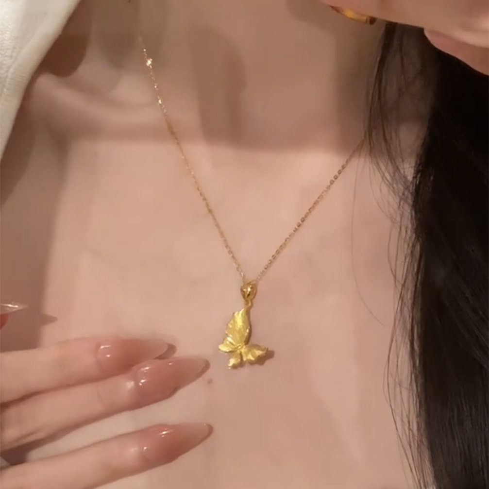 【金蝶翩迁】金色拉丝爆闪蝴蝶锁骨链项链女气质大气款时尚配饰潮