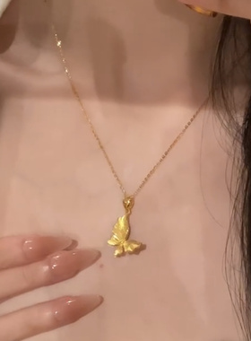 【金蝶翩迁】金色拉丝爆闪蝴蝶锁骨链项链女气质大气款时尚配饰潮