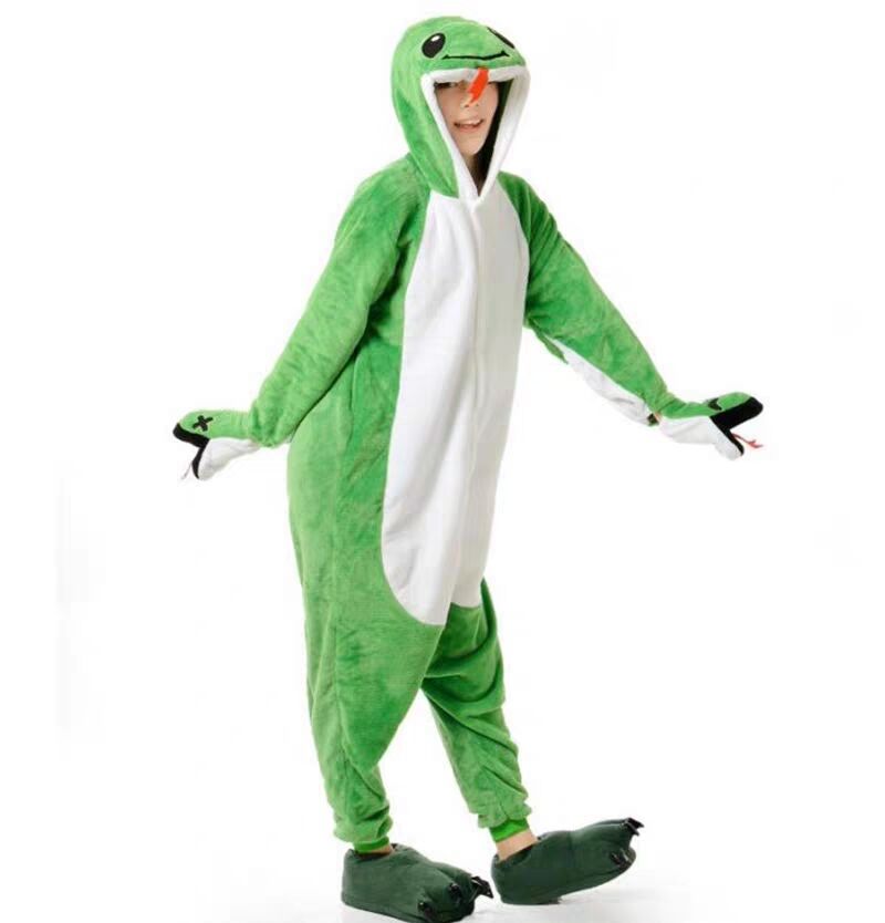 蛇连体睡衣可爱动物秋冬男女情侣连帽动漫表演服法兰绒卡通家居服