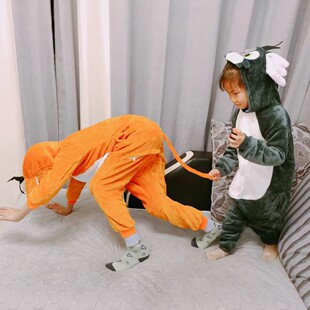 汤姆猫卡通连体睡衣杰瑞鼠表演服可爱猫鼠宽松秋冬法兰绒家居服