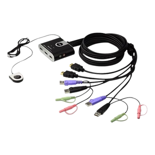 ATEN宏正CS692 2端口USB HDMI音频视频KVM切换器线机一体 2进1出支持外接式按键热键鼠标多电脑影音转换1080P