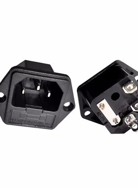 AC-03 AC电源插座 二合一带保险丝位插座AC03带耳朵固定 10A/250V