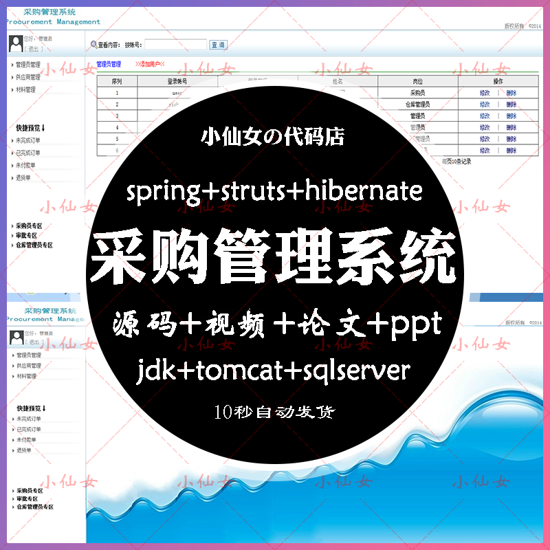java采购管理系统源代码 jsp项目源码设计 带文档ppt ssh mysql