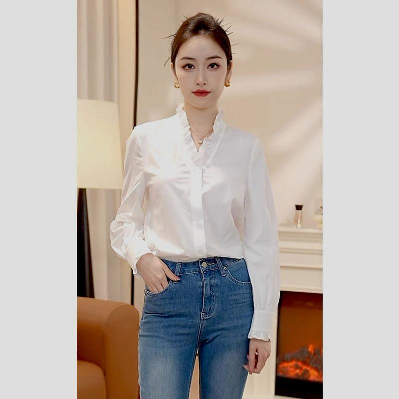 木耳边减龄法式百搭衬衫