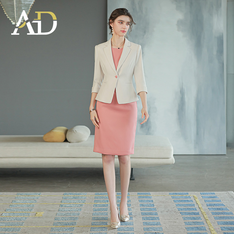 AD白色职业连衣裙高级感无袖