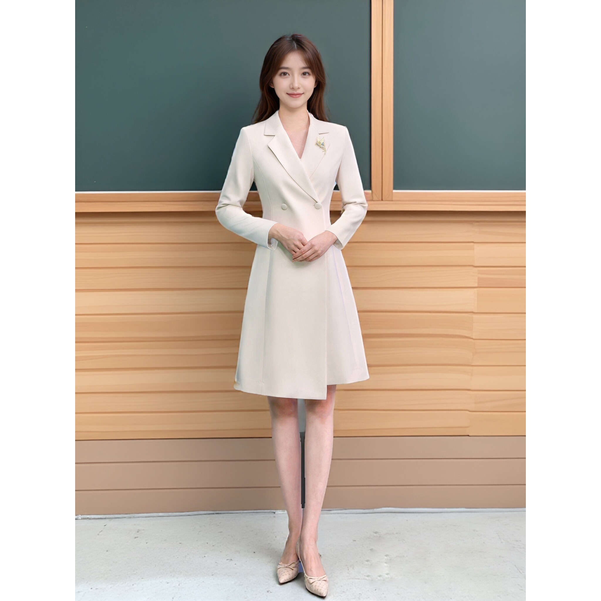 AD主持面试艺考播音通勤职业西装连衣裙春夏2025正装演讲工作服,女装/女士精品,连衣裙,淘宝优惠券,粉丝福利购,淘宝优惠卷