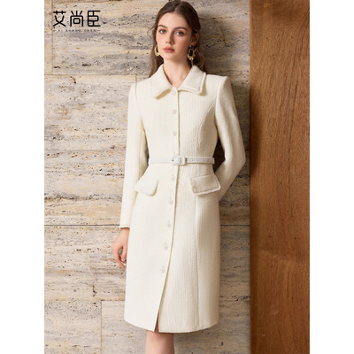 艾尚臣小洋装富家千金肌理感羊毛小香风连衣裙女中长款气质裙秋冬