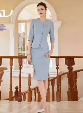 AD新中式职业套裙高端西装套装女2025新款销售工装商务接待工作服