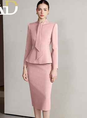 AD高端职业装女2025春新款灰色西装套装裙气质名媛高级感工作服