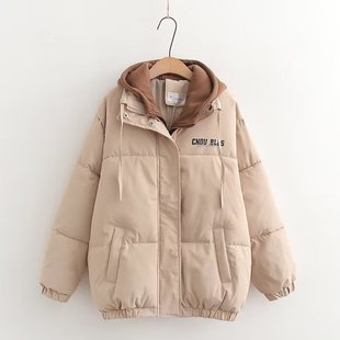 羽绒棉衣女中学生假两件棉服女冬季新款初中高中生短款加厚外套潮