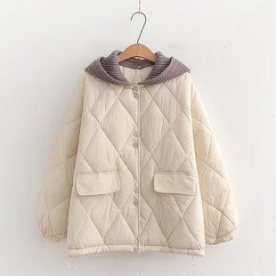 假两件羽绒棉服少女冬装2025新款初中高中学生棉袄子短款棉衣外套