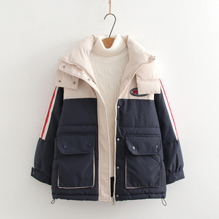 高中生外套少女2024年新款秋冬装羽绒棉服初中学生宽松加厚棉衣袄