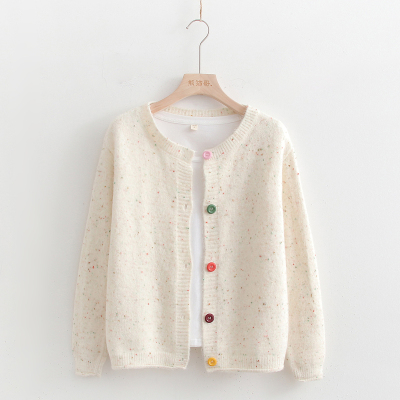 单排扣开衫短款毛衣女薄款