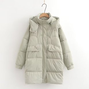 高中生冬季棉服女中长款初中学生加厚保暖韩版宽松棉衣外套少女
