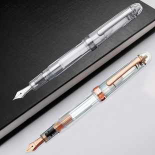 直邮日本白金PLATINUM墨水笔3776NICE 忍野系列14K钢笔 透明示范