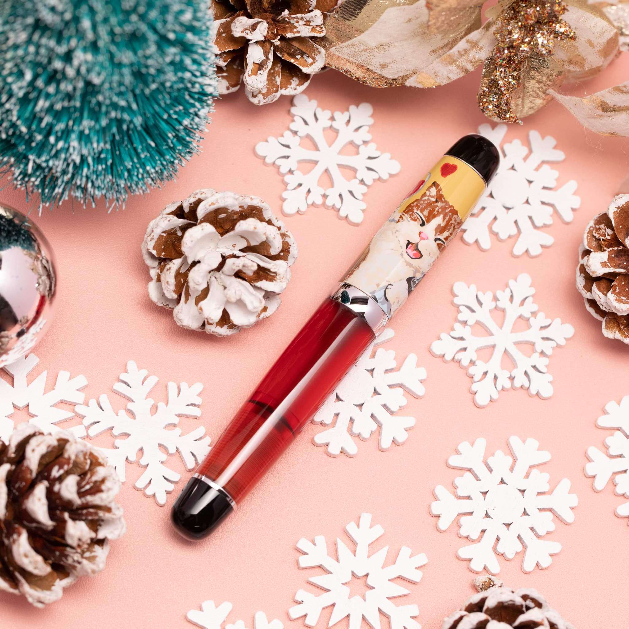 现货台湾Opus88 迷你袖珍口袋钢笔滴入式上墨 透明杆亚克力红酒猫