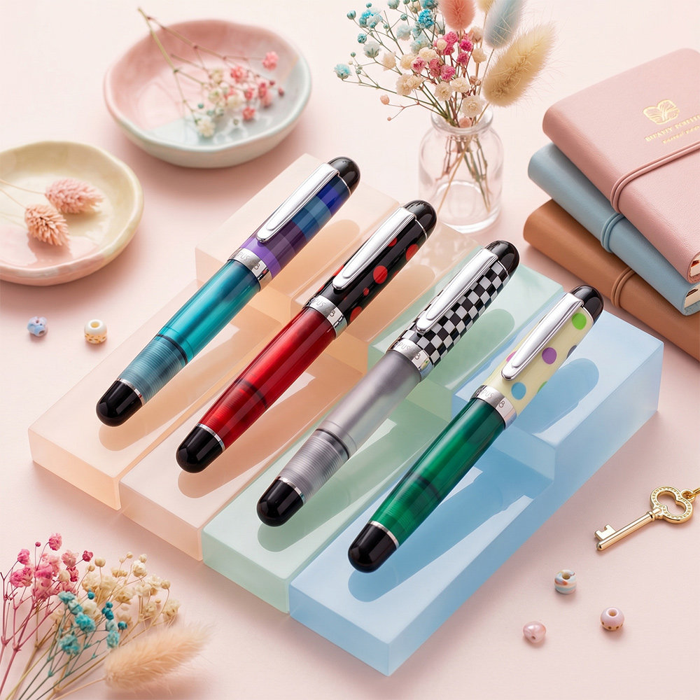 现货台湾Opus88 迷你袖珍口袋钢笔滴入式上墨 透明杆亚克力红酒猫