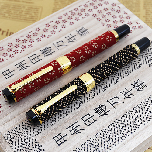 写乐满天星金花印传钢笔鹿革