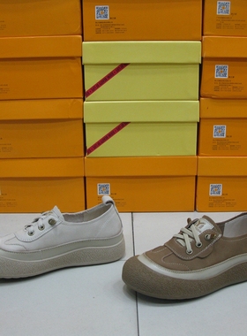 66902希希尼2025春秋季新款真皮圆头一脚蹬休闲鞋平底舒适女单鞋