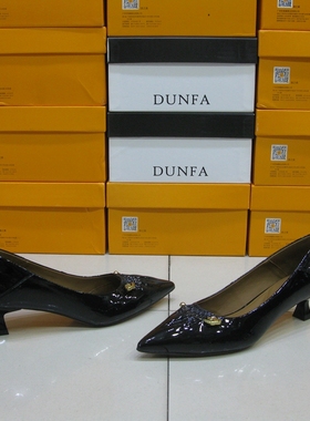 71-24283顿发2025春款牛漆皮法式小香风中跟女单鞋气质通勤工装鞋