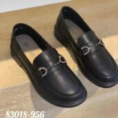 83018 英伦风黑色低跟一脚蹬牛皮乐福鞋 956美之美2025春款 女单鞋