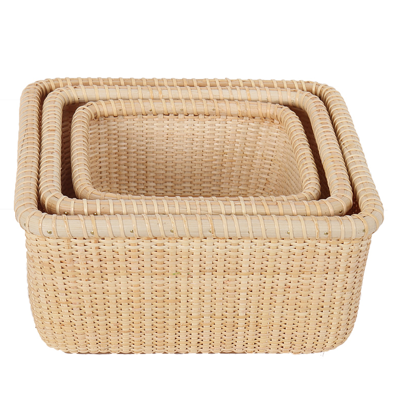 藤编精美手工制作方形餐巾篮