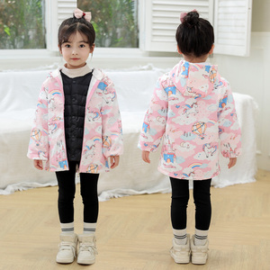 儿童秋冬新款防水罩衣长袖加绒女宝宝吃饭画画围裙中大童防脏护衣