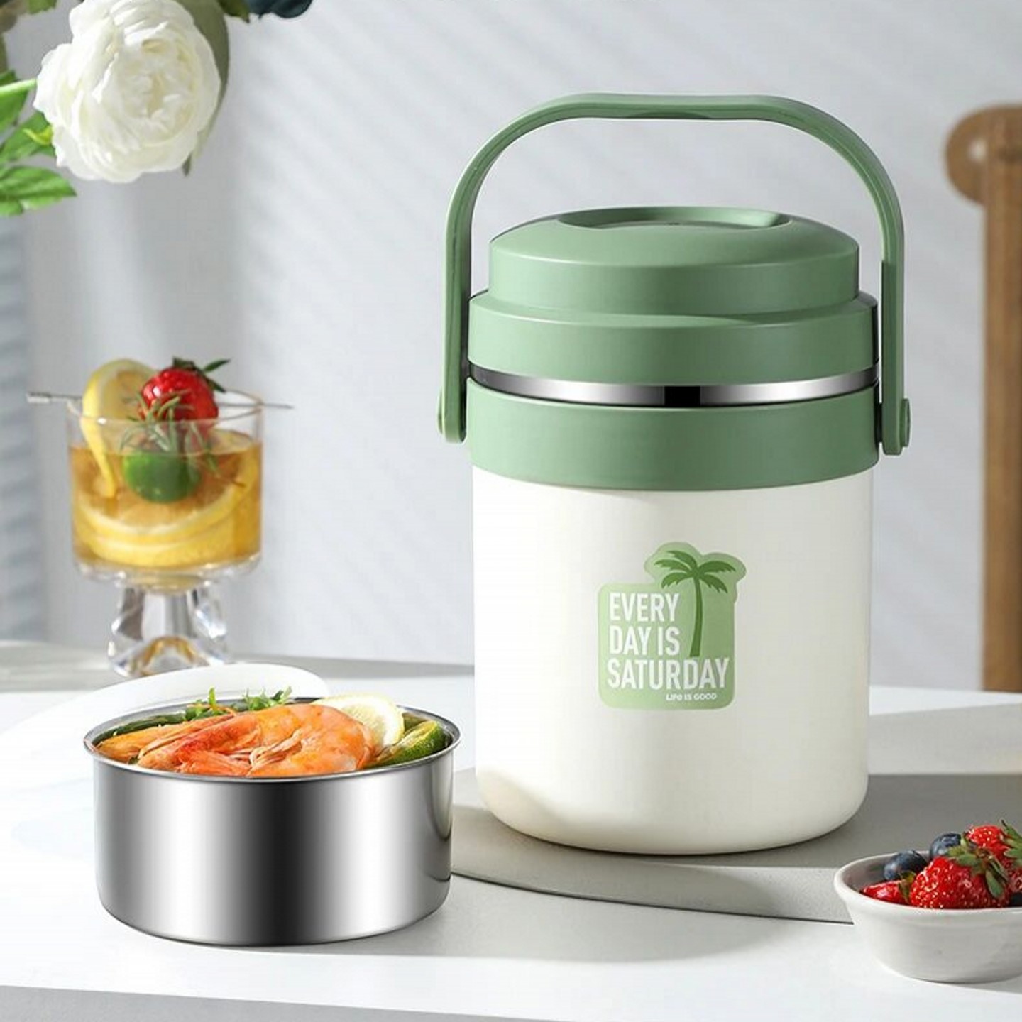 庆展不锈钢保温饭盒2层大容量