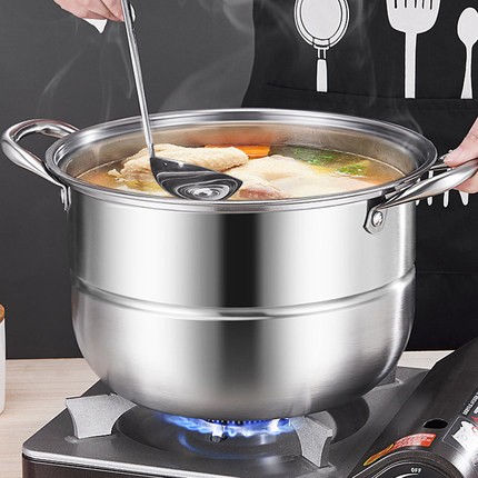 庆展德国不锈钢汤锅蒸锅二层