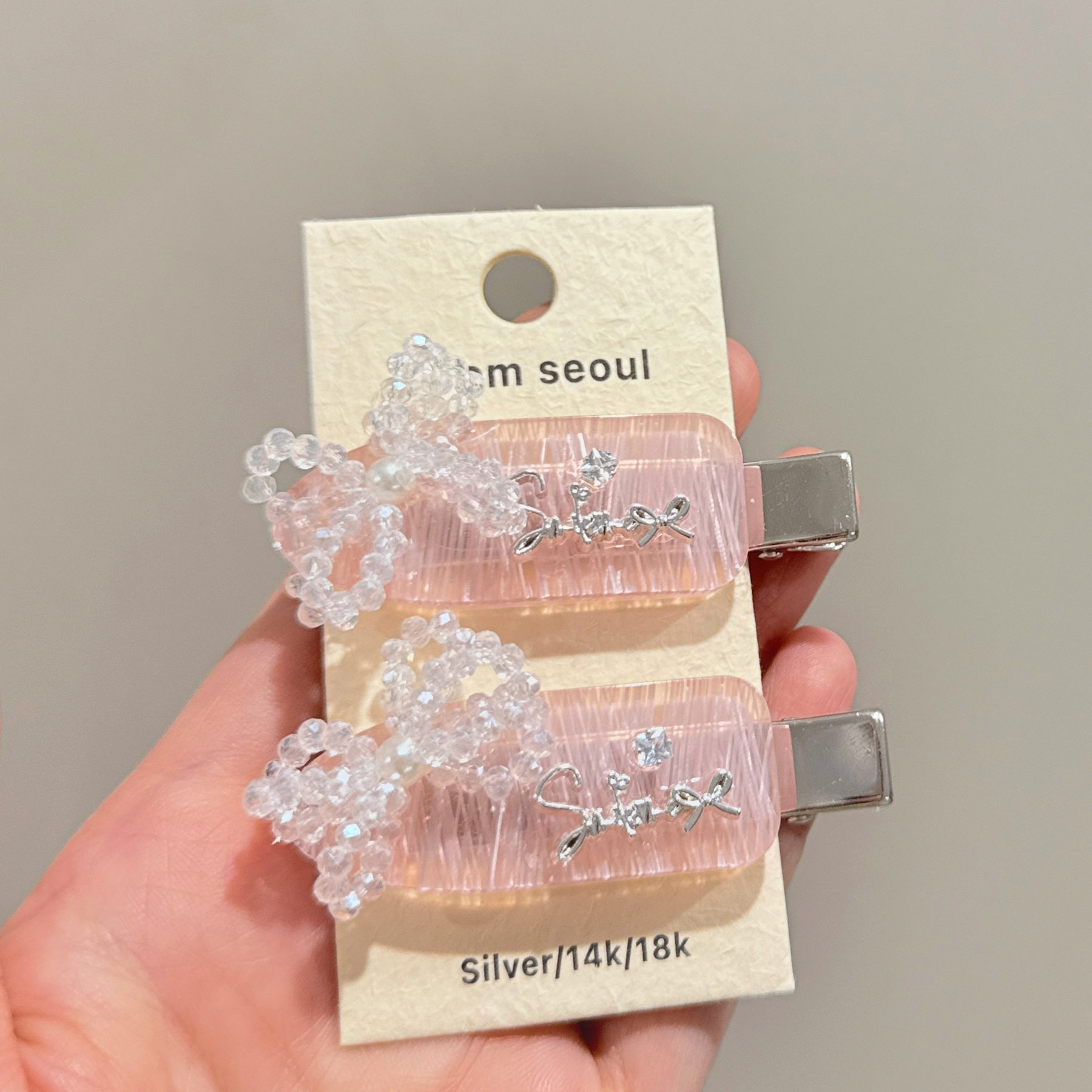 韩国精致轻奢水晶蝴蝶结醋酸铲夹氛围感甜美少女心刘海碎发夹发饰