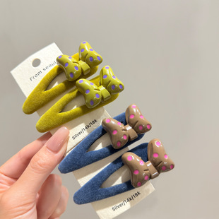 韩国丝绒高饱和蝴蝶结发夹BB夹甜美可爱少女侧边刘海碎发夹发饰