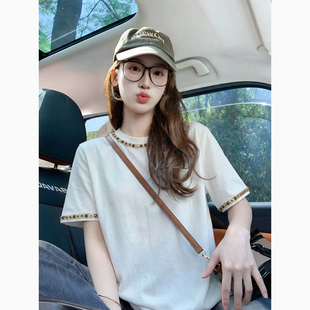 2026新款 韩系圆领正肩t恤女夏季 立体贝壳设计感上衣 白香浅唱