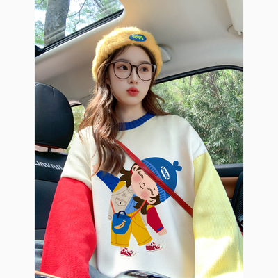 彩色多巴胺卡通潮牌毛衣女秋冬2025新款宽松慵懒高级感上衣针织衫