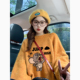橘色卡通印花复古加厚毛衣女秋冬小众宽松慵懒高级感软糯针织上衣